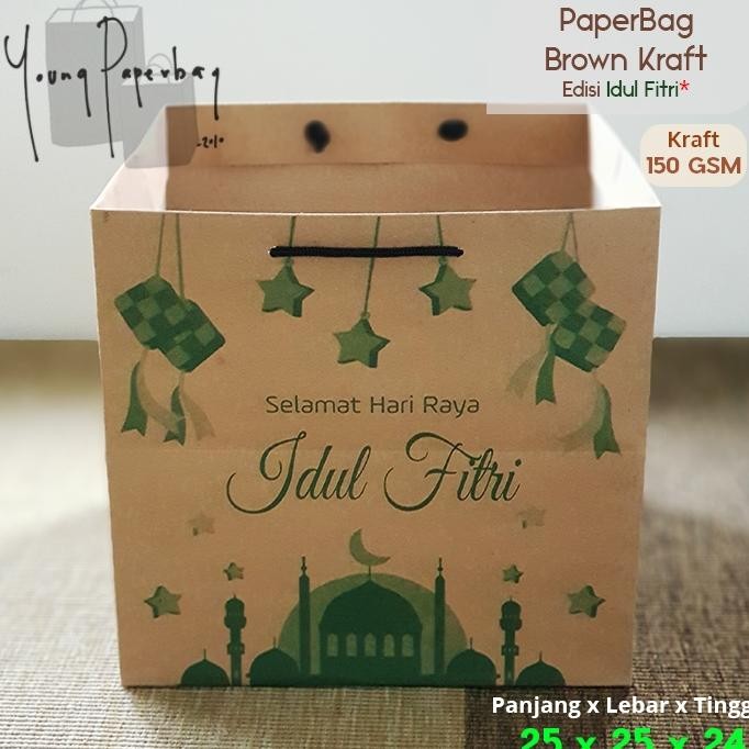 

rwe-45 Paper Bag / Tas Kertas Idul Fitri Hampers Lebaran Uk. 25x25x24 Model Kotak Nasi Box (1 Lusin) Terlaris