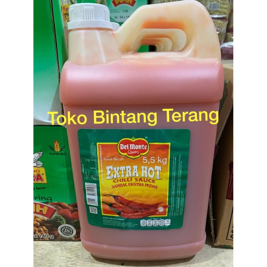 

Delmonte Sambal Extra Hot Jerigen 5,5 / 5.5 kg Del Monte Dirigen 5 kg murah