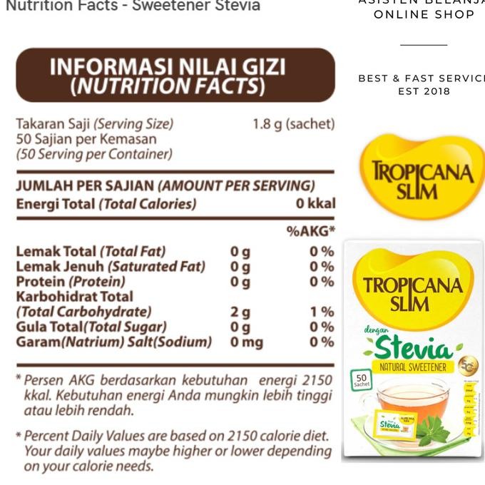 

Tropicana Slim Stevia Natural Sweetener Pemanis Alami 100 sachet bebas gula aman diabet diabetes diet murah