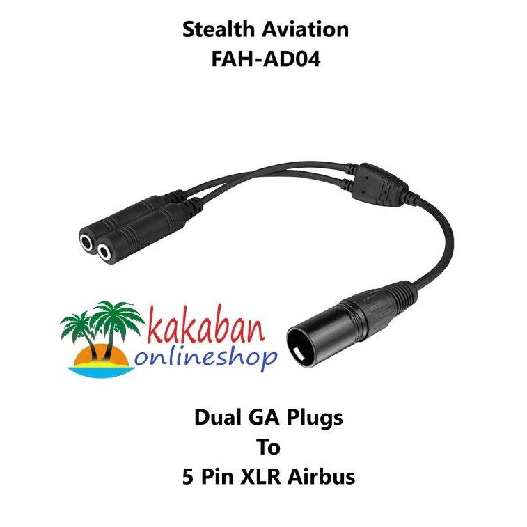 Grosir Stealth Aviation Headset Adapter - Dual Ga Plugs To 5 Pin Xlr Airbus