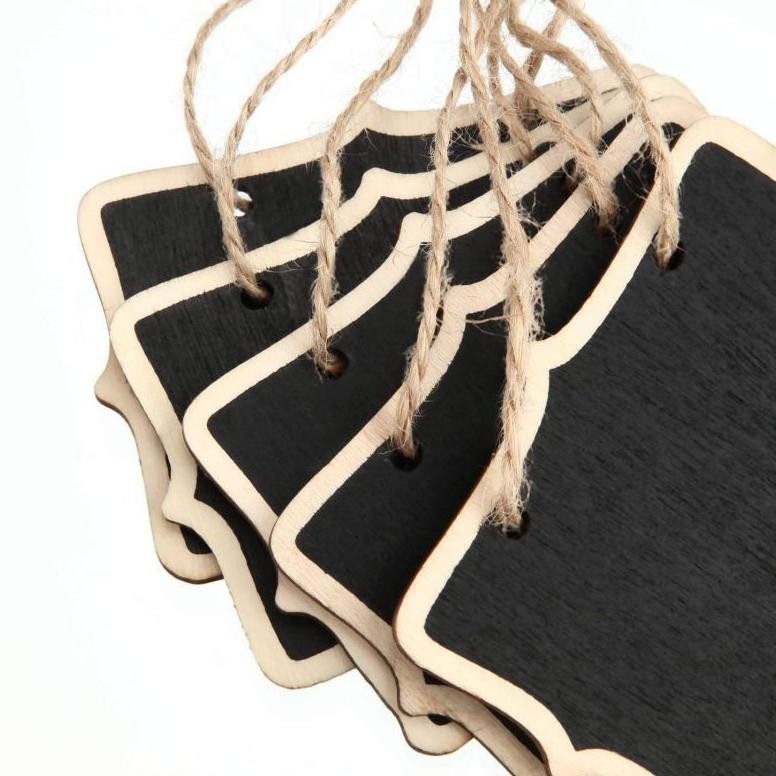 My56 10pcs Papan Tulis Kapur Kecil Mini Chalkboard Mini Blackboard Dengan Tali Gantungan Papan Kapur