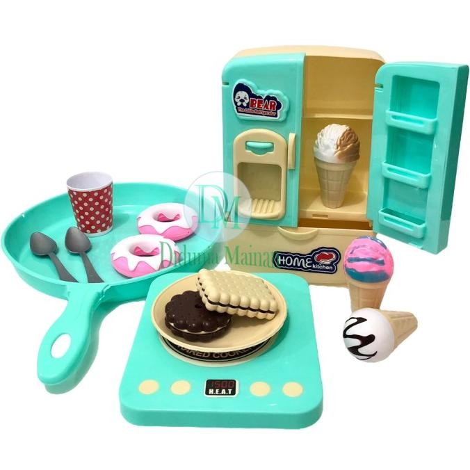 Mainan masak masakan anak kitchen set kulkas mini refrigerator dessert murah