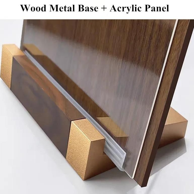

wes-24 Stand Menu Kayu Standing Menu Display Wood Sign Holder A4/A5 Menu Stand With Base Premium