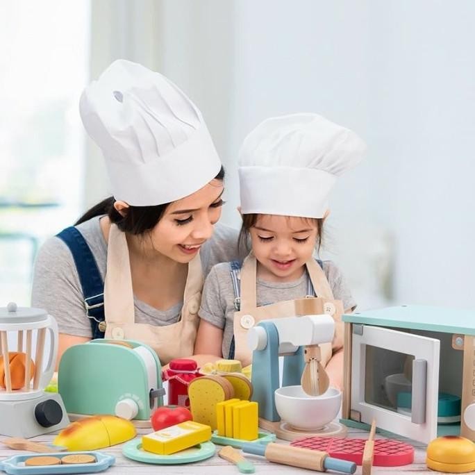 kitchen toys - mainan masak2an kayu - dapur kayu anak - toaster kayu murah
