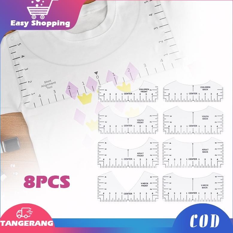 

HRN-813 8pcs Transparent T-Shirt Ruler T-Shirt V Neck Alignment Tool For Center Design/Penguasa Panduan T-shirt Terlaris