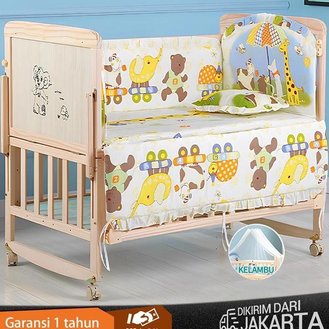 Sale Tempat Tidur Kayu Solid Multifungsi Tempat Tidur Bayi/Tempat Tidur Bermain/Tempat Tidur Ayunan/