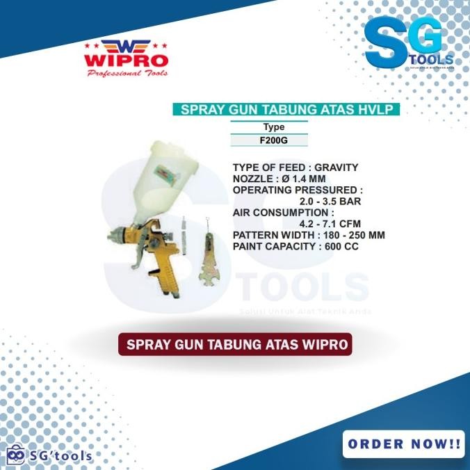 Spray Gun Spray Pneumatic Paint Hvlp F200G Wipro New Stok