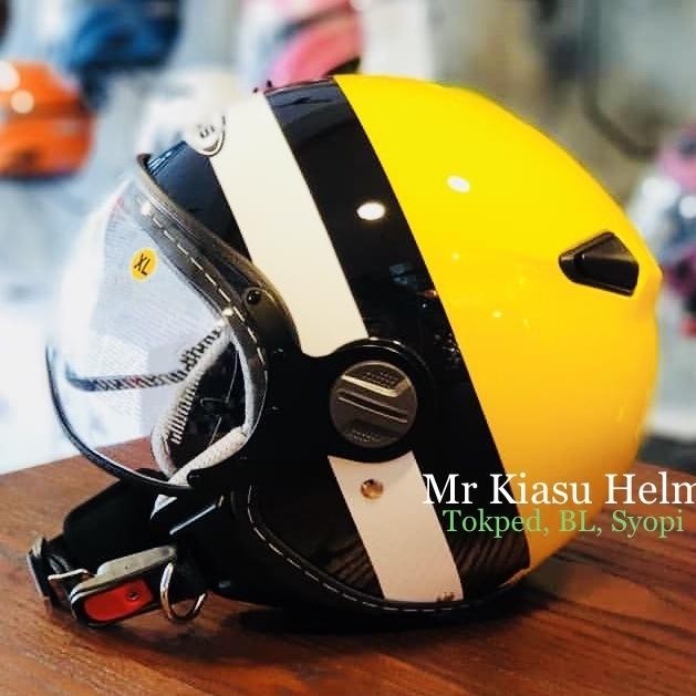 Sale Zeus 210 Yellow Black Bumblebee Helm Retro Vintage Scooter Pilot Vespa