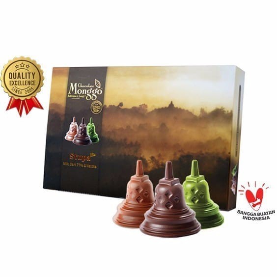 

Chocolate Monggo | Stupa Mix Cokelat Box 10x9g | Coklat Milk Matcha Dark I Souvenir Oleh-oleh Hadiah