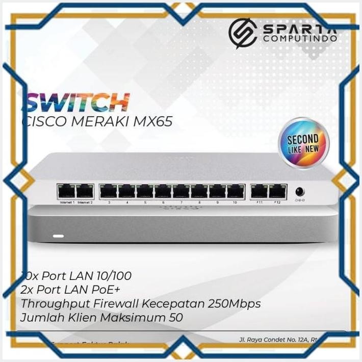 [CVS] Promo Cisco Meraki MX65 Small Branch Security Appliance 250Mbps Second Berkualitas