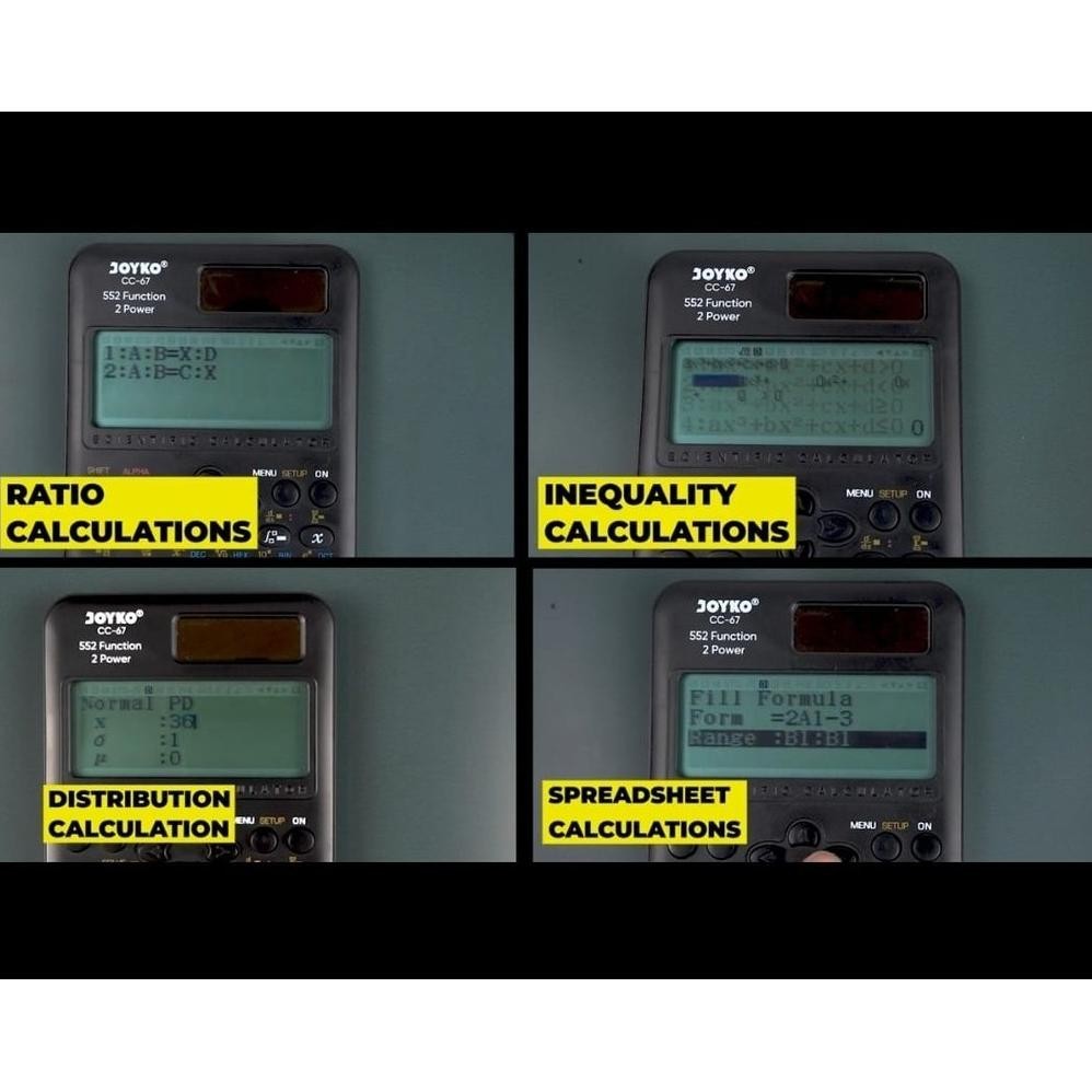 

VE29 Kalkulator SCIENTIFIC JOYKO CC 67 ILMIAH - Calculator Sekolah Kuliah Mirip FX-991EX Berkualitas