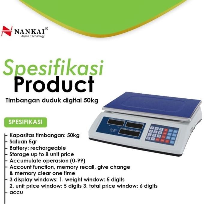 Murah Timbangan Duduk Digital 50 Kg Nankai