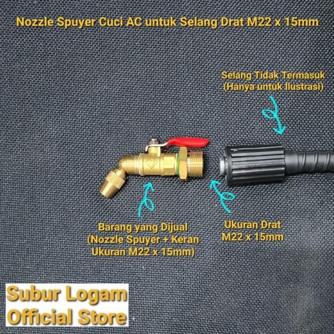 @@@@] Spuyer + Keran Cuci AC Drat M22 x 15mm untuk Mollar Xenon HPW 400