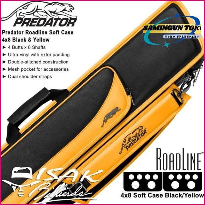 Terbaru.. Predator Roadline 4X8 Cue Case Black & Yellow Soft Tas Stick Billiard