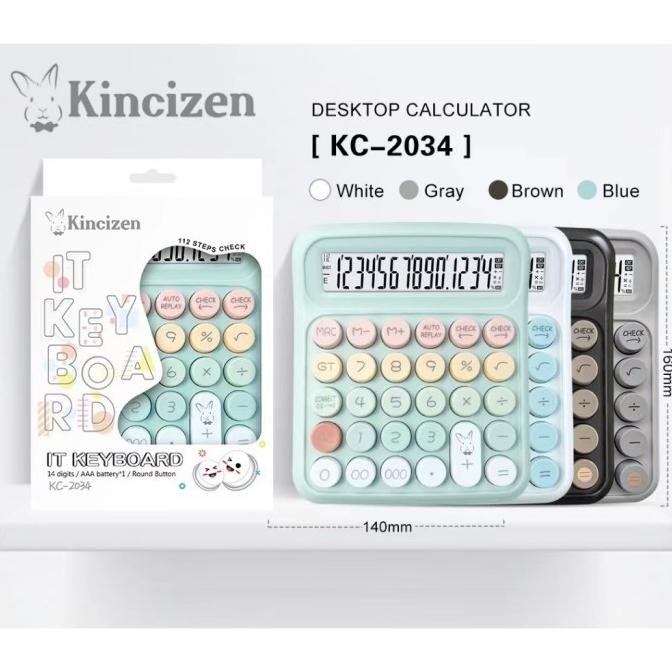 

gd-324 Kalkulator Rainbow KINCIZEN KC-2034 - Calculator Pastel 14 Digit Tombol Fancy Korea Premium