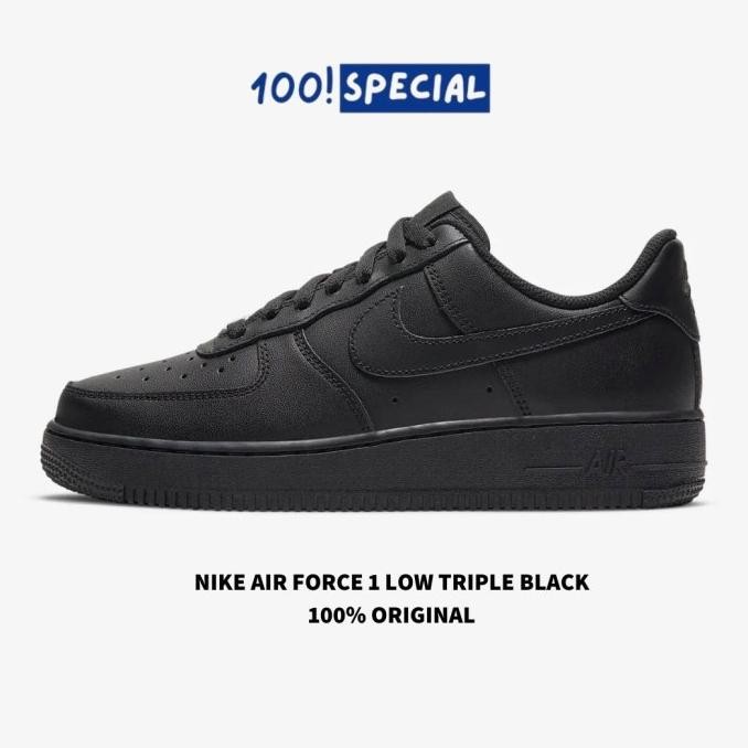Sepatu Nike Air Force 1 Low Triple Black BNIB Original