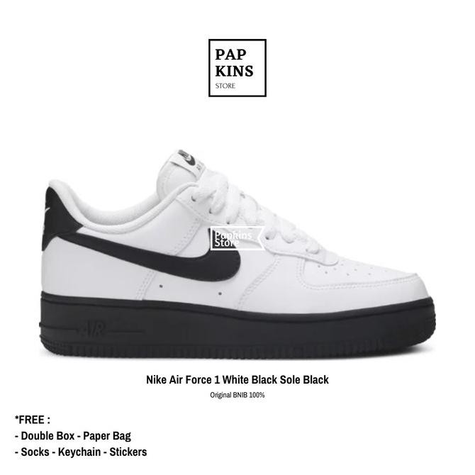 sepatu nike air force 1 white black sole original bnib / sneakers nike