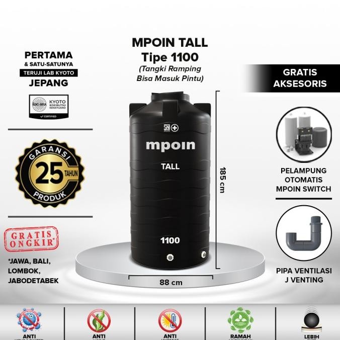 Spesial Toren Air Mpoin Plus 1100 Wave Tall Tangki Tandon 1100Wt