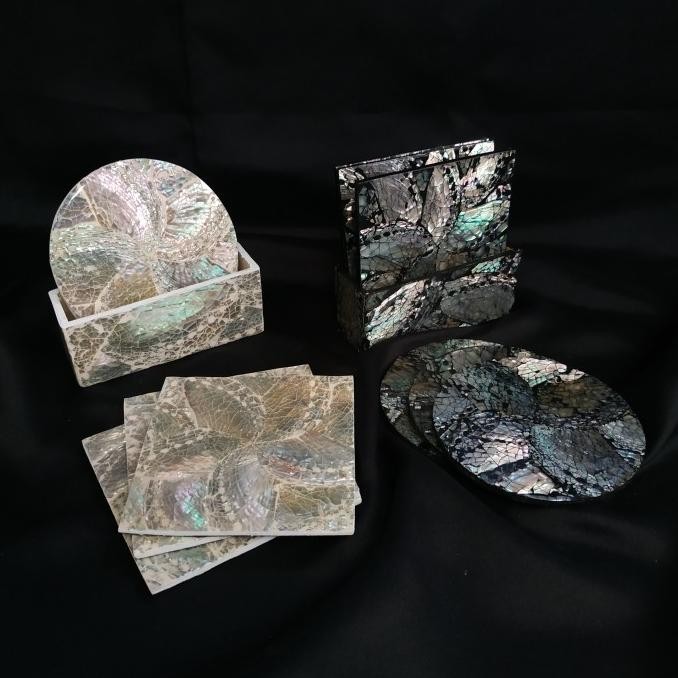 *#*#*#] Coaster Kerang / Tatakan Gelas / Glass Coaster Kerang / Abalone Elegan