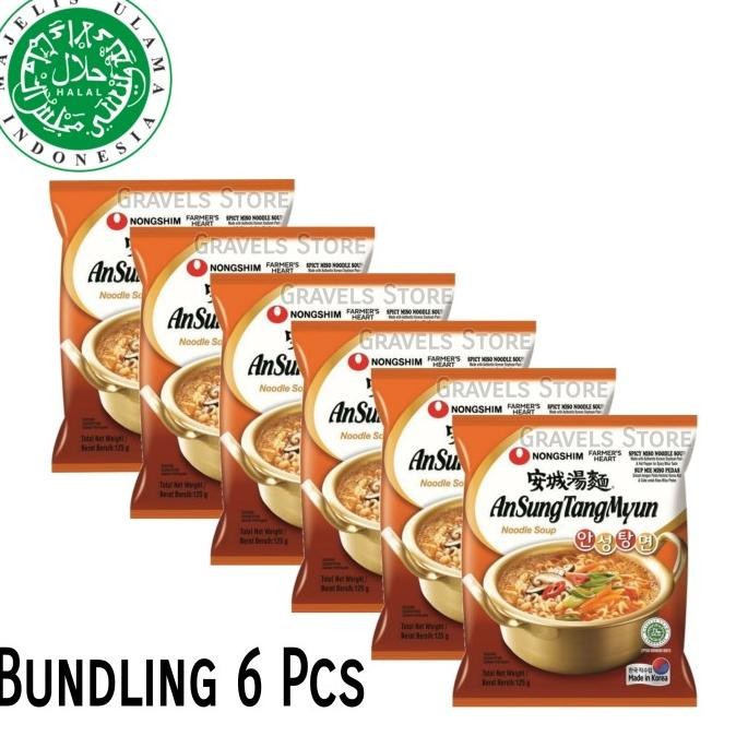 

Promo! [Bundling 6 Pcs] Nongshim Ansungtangmyun Korea - Ramen Sup Miso Pedas