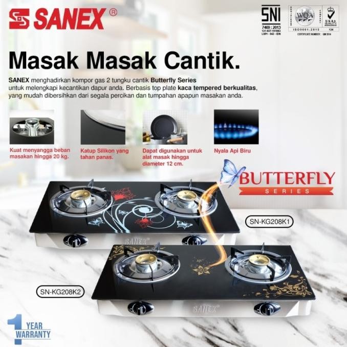TERMURAH - KOMPOR GAS SANEX 2 TUNGKU KACA K1/K2
