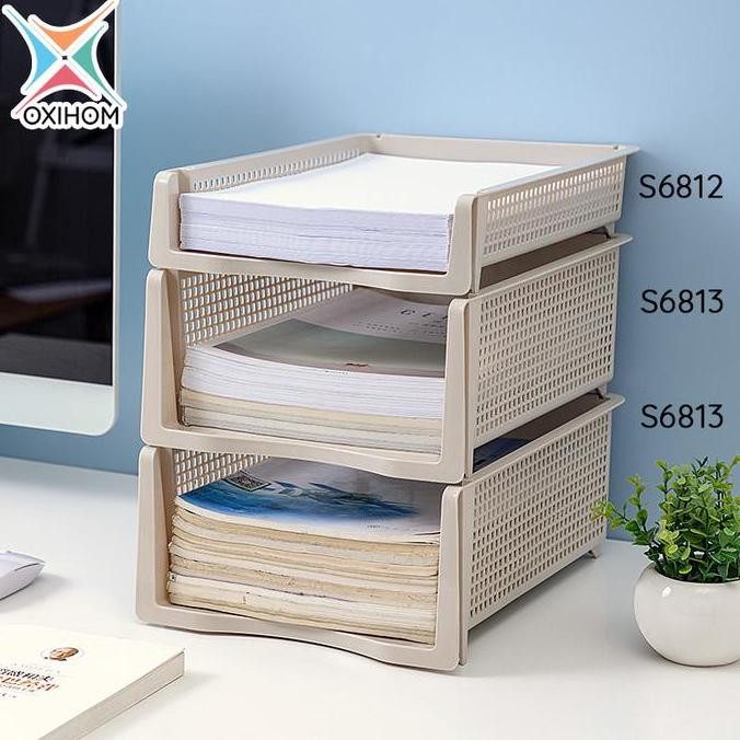 

Oxihom Rak Susun Rak Dokumen Kertas Stationary Plastik Stackable Tray Alat Desk A22S