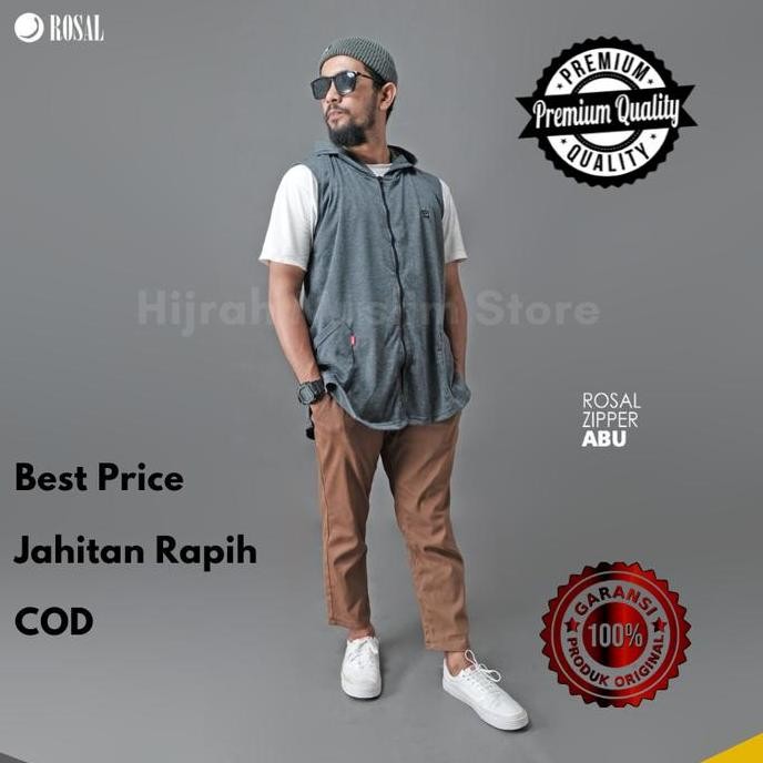 Promo Rosal Baju Muslim Pria Rompi Sholat Koko Kurta Pakistan Hoodie Zipper Bahan Katun Baby Terry