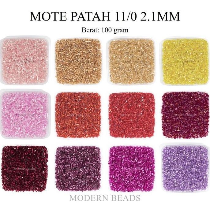 [100 GRAM] Mote Manik Patah / Payet Patah SemiJepang 11/0 2.1mm Warna Merah Maroon Magenta murah