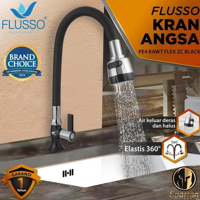 Flusso Kran Cuci Piring Flexible / Kran Wastafel Sink / Kran Air 1/2 Inch / Keran Air Flusso 860 New
