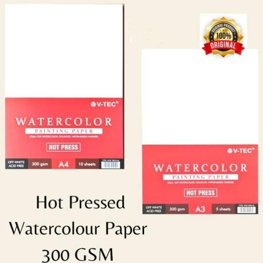 

HOT PRESS PRESSED WATERCOLOR PAPER KERTAS GAMBAR LUKIS CAT AIR A3 A4 YAN