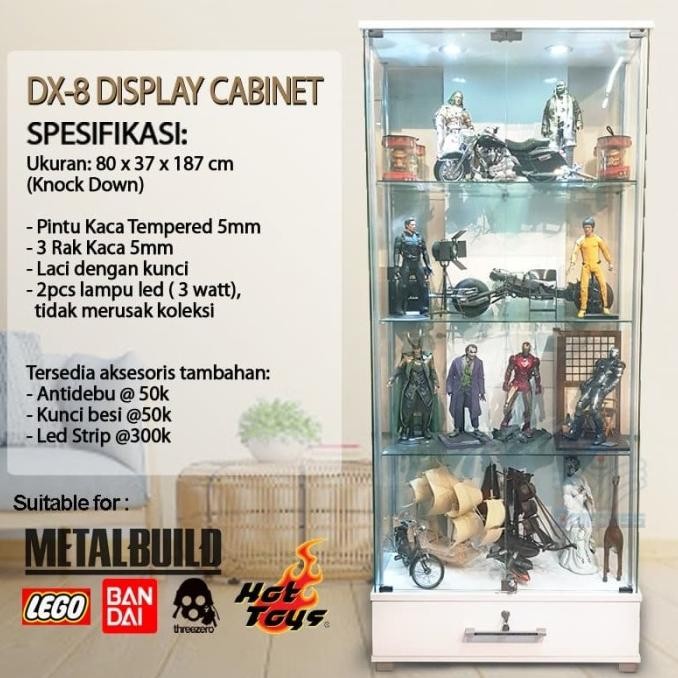 Lemari Hias Kaca 3 Rak Display Hot Toys Etalase Kristal Pajang Tas HT KOKO