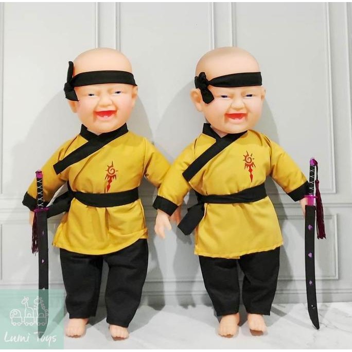 Mainan Anak Boneka Karet Jepang Ninja Samurai + Pedang