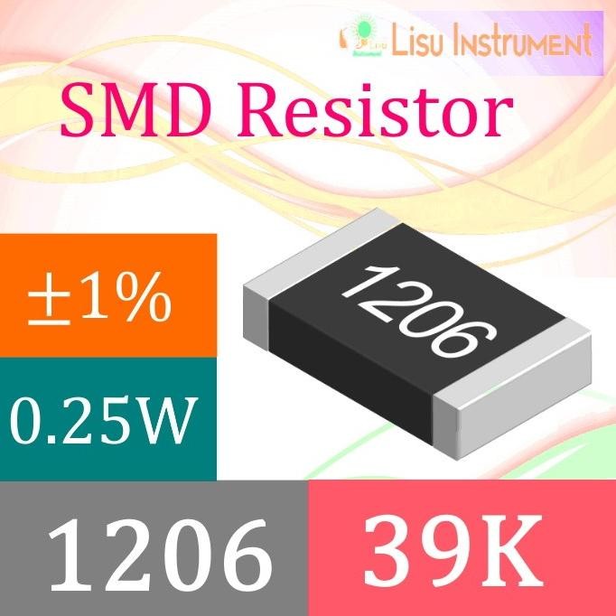 Baru (10) 39K 1206 1% Thick Film Resistors SMD Chip Resistor 3902 393 39K lisu992 Ayo Beli