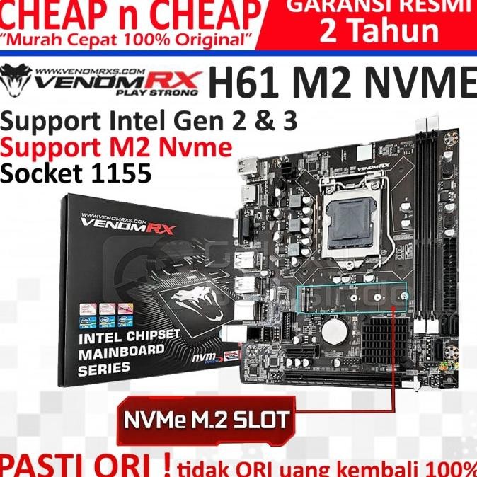 TERBARU - Venom RX H61 VGA HDMI - Motherboard LGA 1155 VenomRX H61