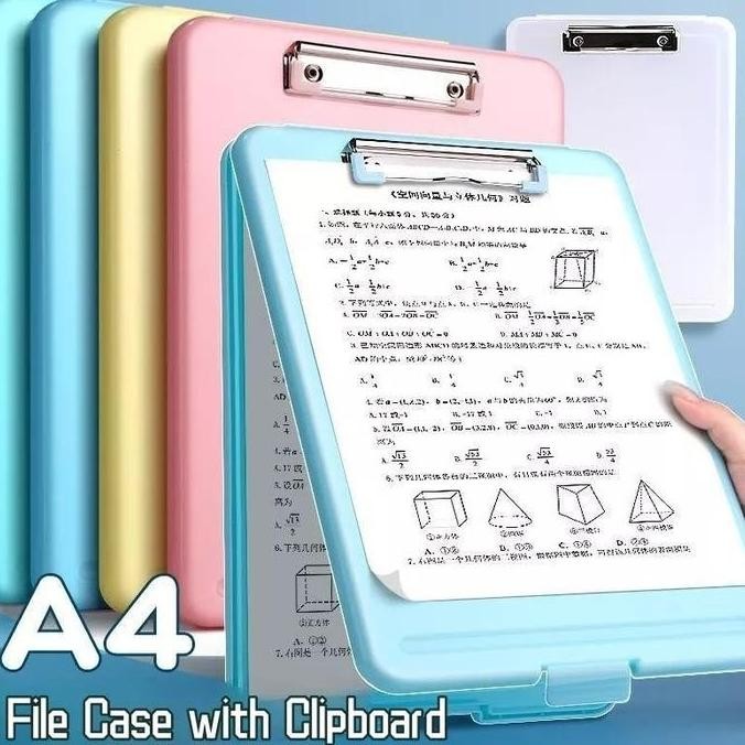 

A4 2 In1 Clipboard + Storage Alas Papan Ujian Papan Jalan Klip Kertas Ujian Clipboard Clip Board
