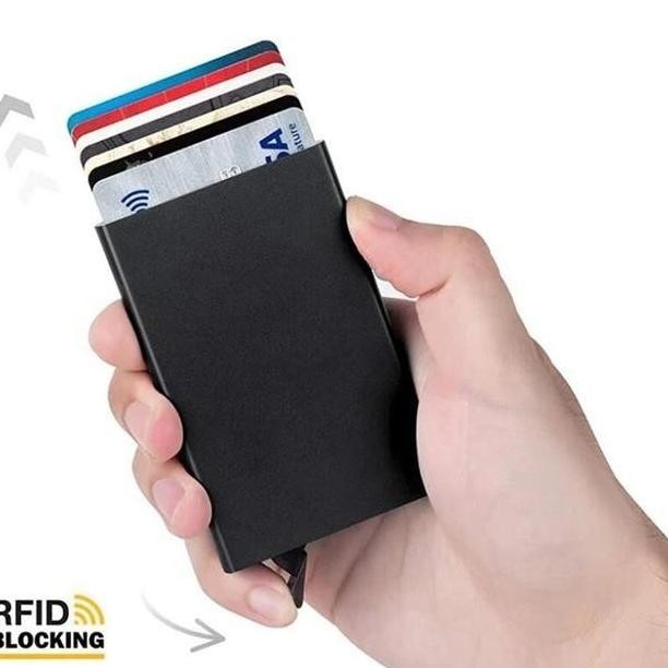 

Dompet Kartu ATM Slim Slider Pop Up Card Holder Aluminium Anti RFID