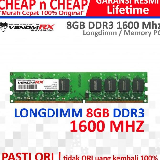 VenomRX DDR3 8GB 1600 Mhz RAM PC - Memory Longdimm Komputer Venom RX