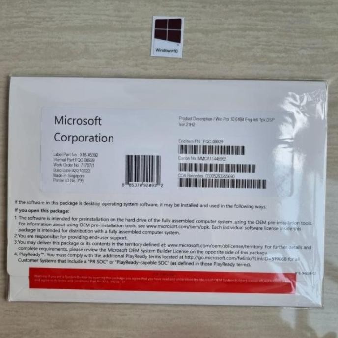 10PRO - Win Windows 10 Pro 64bit ori free logo - FULLPACK