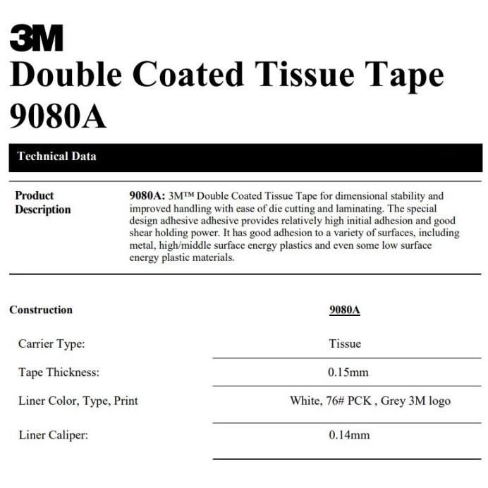 

3M Double Tape 25mm 50mm x 50 M, 9080a Tisu Tissue Tissu Tipis murah