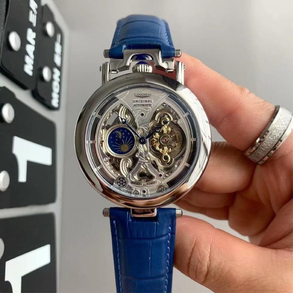 Swiss/Jam Tangan Skeleton Tourbillon Mekanik Otomatis Pria