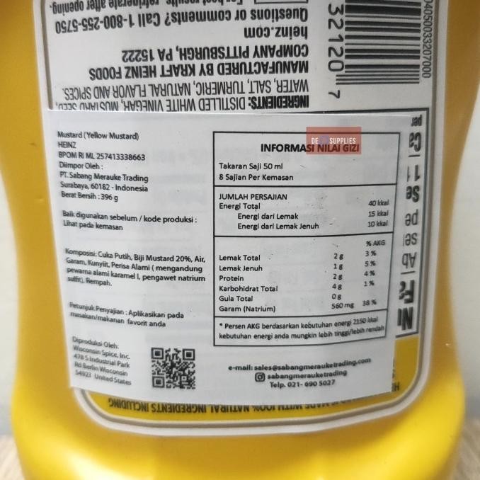 

Heinz Yellow Mustard 396gr - Saus Mustard Classic Squeeze 14oz USA murah