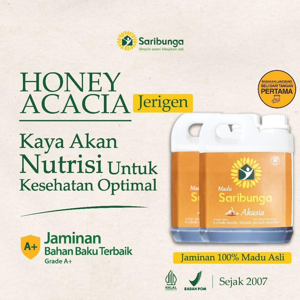 

MADU AKASIA SARIBUNGA Murni Asli Nektar Akasia 1000gram Grade A+ 100% Alami Pure Raw Honey