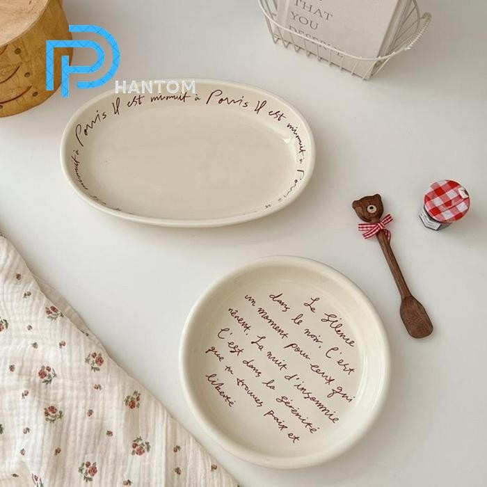 Phantom [Minihome] Esom Plate Piring Korea Aesthetic Homecafe Minimalis Alas Makan Keramik Kaca Este