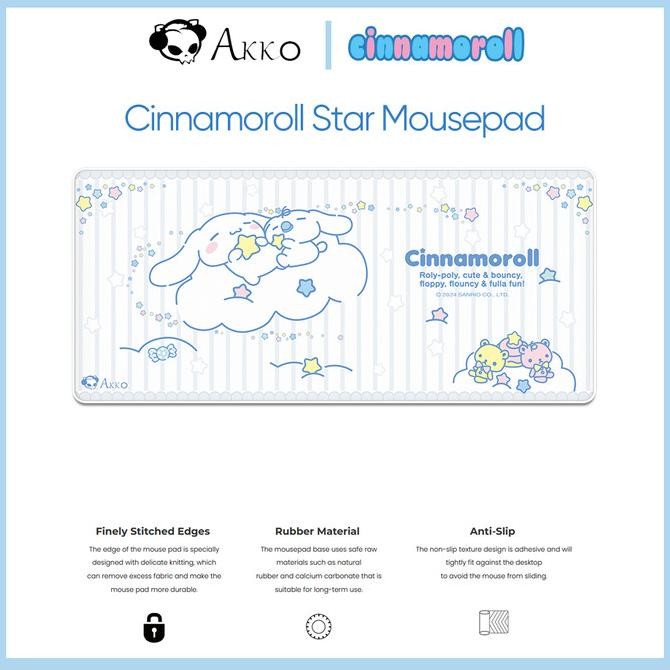TERMURAH - Akko Cinnamoroll Star MousePad - Akko x Cinnamoroll Limited-edition mousepad