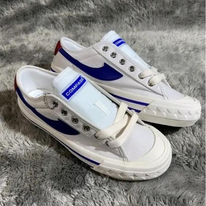 Murah Promo Compass Retrogare Sepatu Compass Hitam Putih  Sepatu Sekolah / Compass Biru Putih Sepatu
