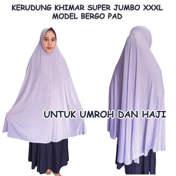 Murah Kerudung Syar'I Khimar Super Jumbo Xxxl Bergo Pet/Jilbab Umroh Haji Khusus Putih Panjang Musli