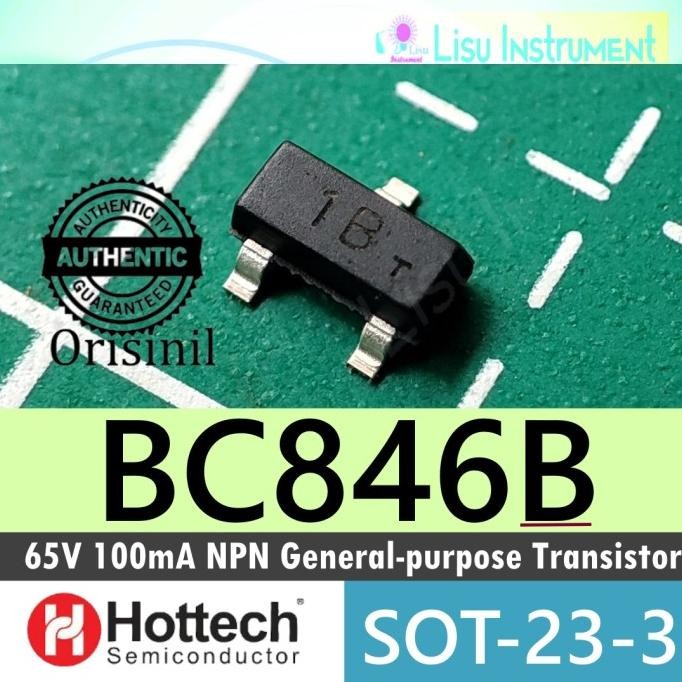 Terbaru (5) BC846B 65V 100mA NPN Bipolar Transistor BC846 1B SOT-23 Hottech ORIGIN lisu992 Kualitas 
