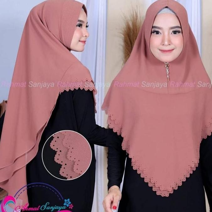 Grosir Terbaru Hijab 2Layer Laser Cut / Khimar Pinguin 2 Layer Laser Cut Ori Rahmat Sanjaya Muslim C