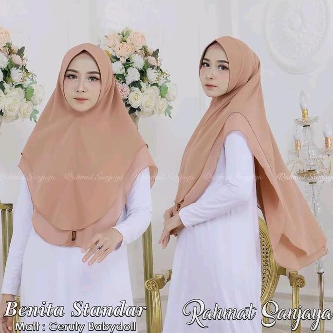 Promo Terbaru Hijab 2 Layer Standar/Benita Polos By Rahmat Sanjaya Nyaman Variasi Syari  Simple  Ins