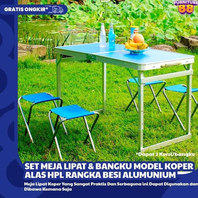 Promo Furnitur88 - Meja Lipat Model Koper Hpl Rangka Besi Alumunium Meja Lipat Camping Outdoor Porta